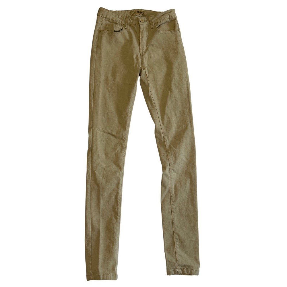 Hybrid & Company Womens Khaki Tan Skinny Pants Size M Long Stretch Casual Chino